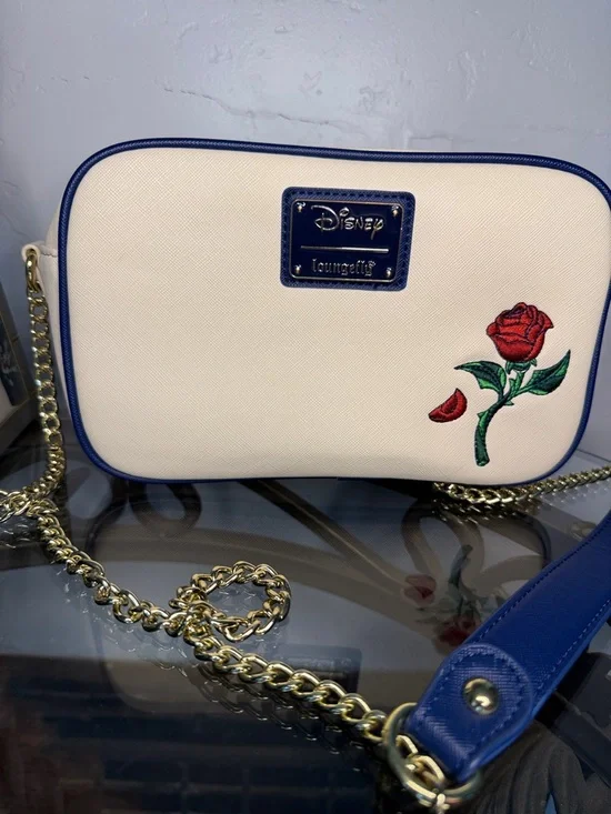 Loungefly Disney Beauty and the Beast Laser-Cut Stained Glass Crossbody Bag - Picture 2 of 7